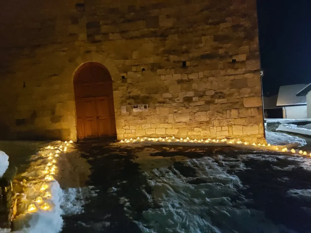 Allestimento serale con candele